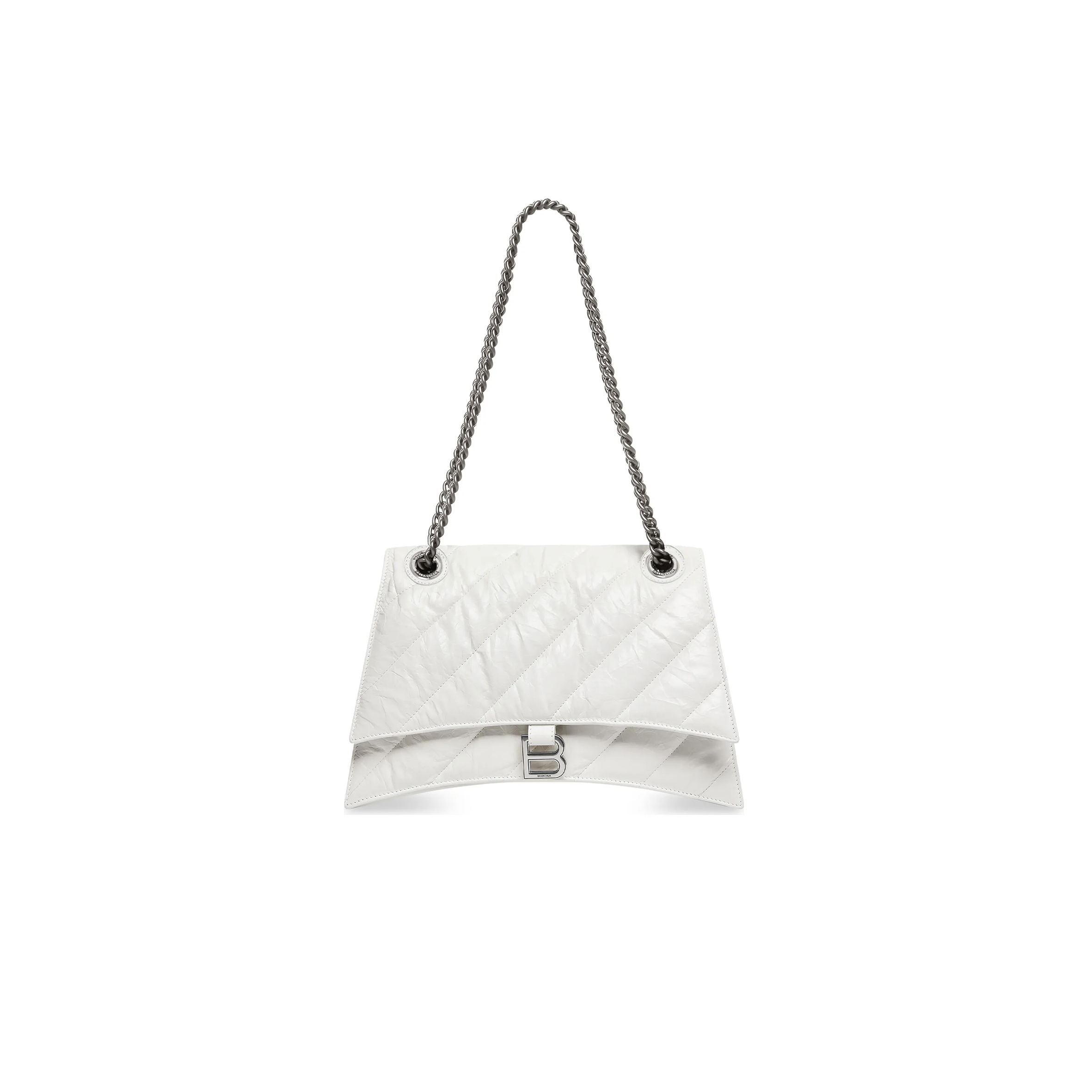 BALENCIAGA WOMEN'S CRUSH CHAIN BAG IN MEDIUM WHITE 716393210J09001 (31*19.8*6.9cm)